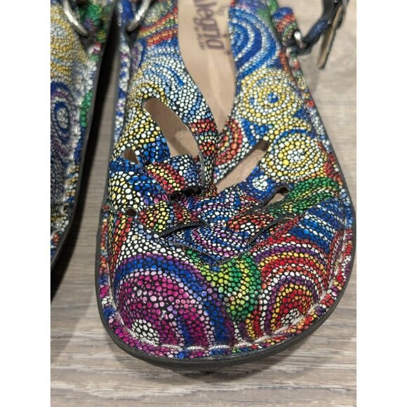 Alegria Clogs Womens Size 38EU US8.5 Fre-387 Rainbow Mosaic Leather Multicolor - Picture 3 of 16